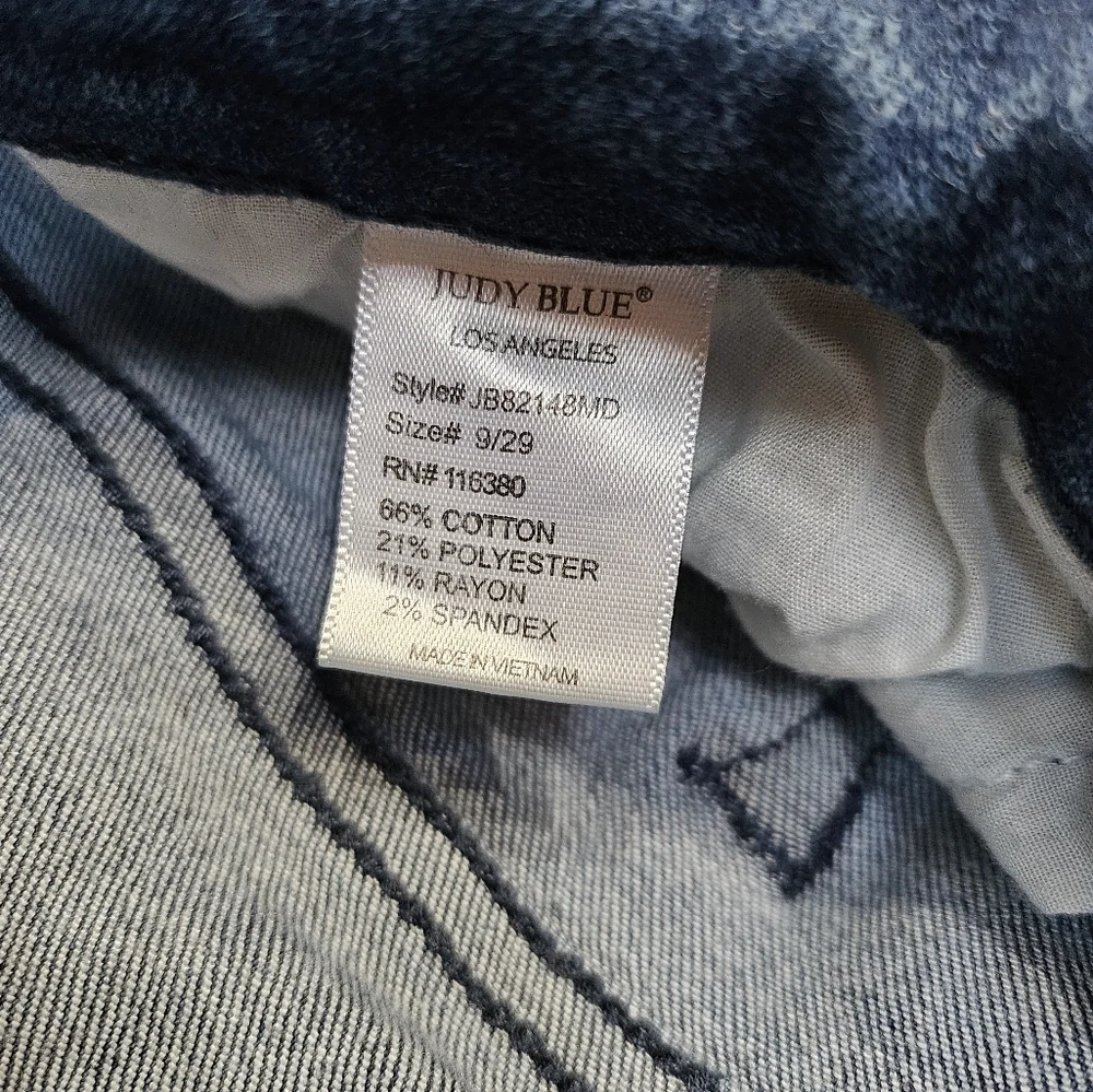 Judy Blue Skinny Fit Raw Edge Fringe Hem Blue Denim Jeans Size 9/29